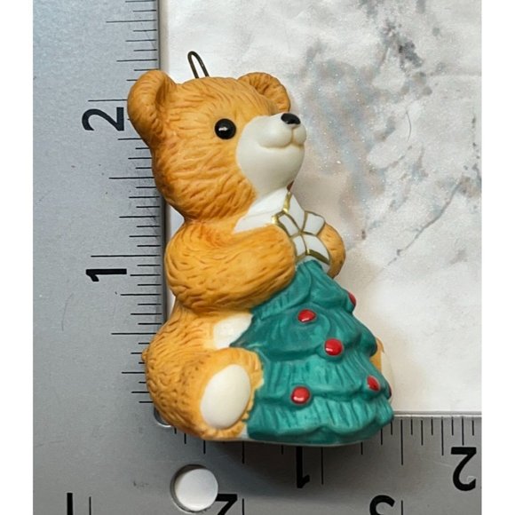 Vintage Cinnamon Bear Christmas Tree Ornament Hallmark 1990 Holding Tree #8 - Picture 3 of 7
